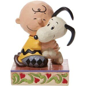 Enesco Peanuts by Jim Shore Charlie Brown and Snoopy Hugging Figurine, 4.5 Inch